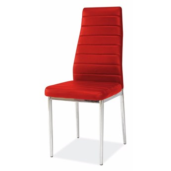 SELSEY Krzesło tapicerowane Lastad czerwone na błyszczącej podstawie