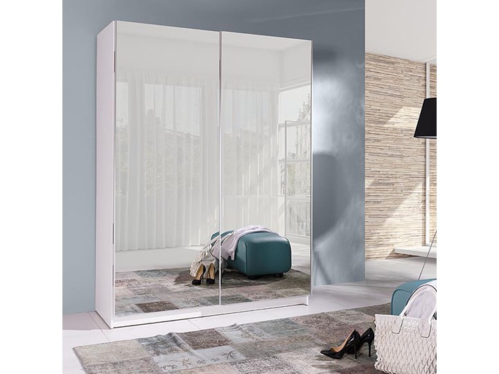 SELSEY Szafa przesuwna Zaube z lustrem 150 cm Płyta laminowana Rodzaj drzwi Przesuwne Płyta MDF Kolor Biały