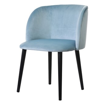 SELSEY OUTLET - Krzesło tapicerowane Racemosa jasnoniebieskie welur hydrofobowy na czarnych nóżkach