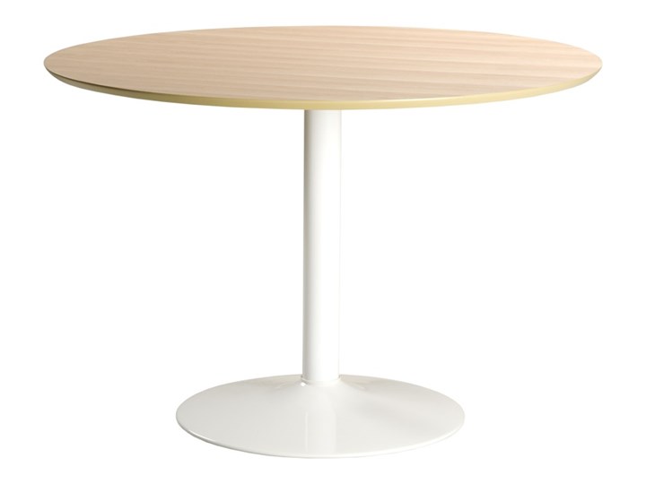 SELSEY Stół do jadalni okrągły Balsamita średnica 110 cm dąb na białej nodze Płyta MDF Metal Wysokość 74 cm Kolor Beżowy Drewno Kategoria Stoły kuchenne