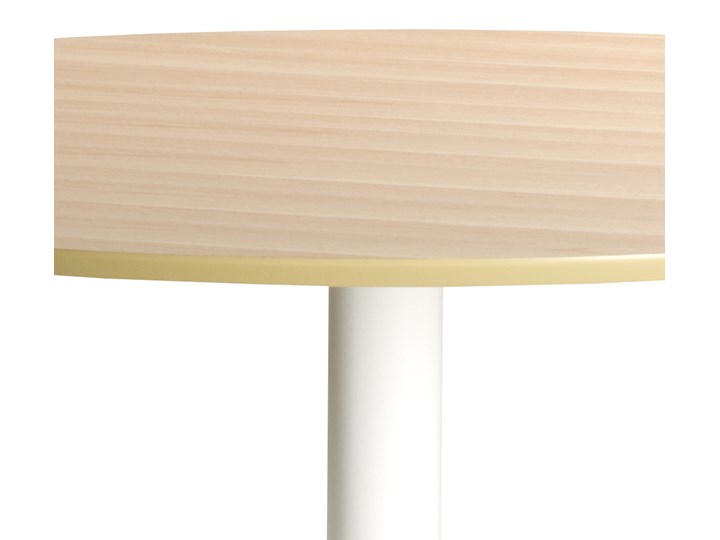 SELSEY Stół do jadalni okrągły Balsamita średnica 110 cm dąb na białej nodze Wysokość 74 cm Płyta MDF Drewno Metal Kolor Biały