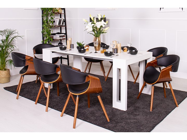 SELSEY Włoski stół rozkładany Roma 80x45-186 cm biały Wysokość 76 cm Styl Nowoczesny Drewno Metal Kształt blatu Prostokątny