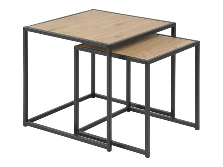SELSEY Zestaw dwóch stolików kawowych Seaford dąb - czarny Płyta MDF Wysokość 45 cm Beton Kategoria Stoliki i ławy Drewno Metal Zestaw stolików Styl Nowoczesny