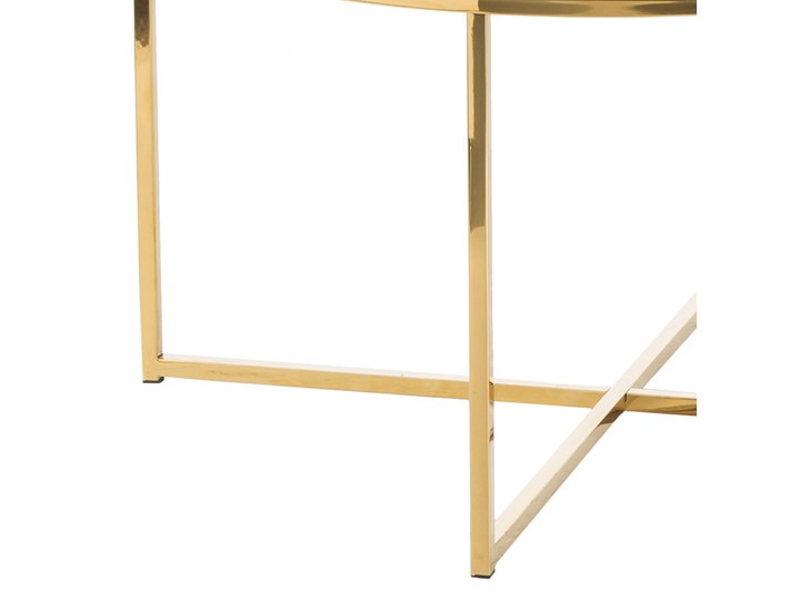 SELSEY Stolik kawowy Alisma o średnicy 80 cm - złota podstawa Szkło Metal Wysokość 45 cm Kolor Złoty Marmur Kształt blatu Okrągłe