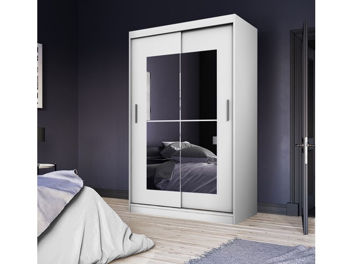 SELSEY Szafa Vaniva 120 cm z lustrem Drewno Płyta MDF Tworzywo sztuczne Plastik Płyta laminowana Pomieszczenie Sypialnia Kolor Biały
