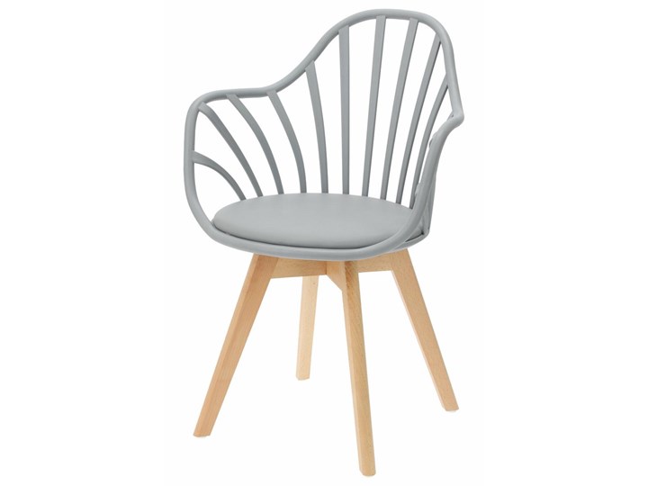 SELSEY Krzesło Taddeus szare z podłokietnikami i siedziskiem z ekoskóry Drewno Z podłokietnikiem Tworzywo sztuczne Skóra ekologiczna Styl Industrialny