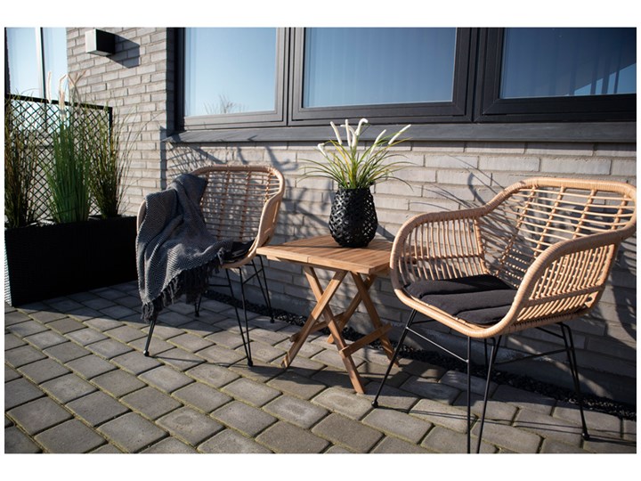SELSEY Zestaw dwóch krzeseł Hacive naturalne Styl Nowoczesny Stal Rattan Metal Kolor Czarny