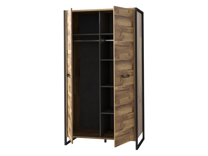 SELSEY Szafa dwudrzwiowa Incavan Płyta MDF Metal Rodzaj frontów Naturalne Drewno Rodzaj drzwi Uchylne