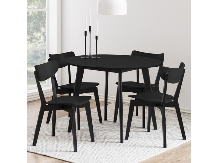 SELSEY Stół okrągły Gemirro o średnicy 105 cm czarny Drewno Płyta MDF Wysokość 75 cm Długość 74 cm Pomieszczenie Stoły do jadalni Wysokość 76 cm Rozkładanie