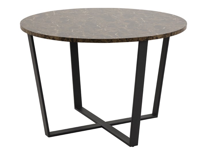 SELSEY Stół Adhafera brązowy średnica 110 cm Drewno Metal Wysokość 75 cm Płyta MDF Marmur Liczba miejsc Do 4 osób