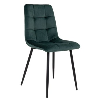 SELSEY Krzesło tapicerowane Kirme ciemnozielone na czarnych nogach