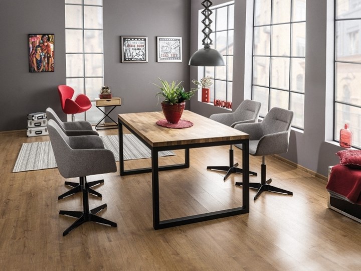 SELSEY Stół Pazmer 120x80 cm z litego drewna z czarną podstawą Drewno Wysokość 78 cm Metal Długość 120 cm Pomieszczenie Stoły do salonu
