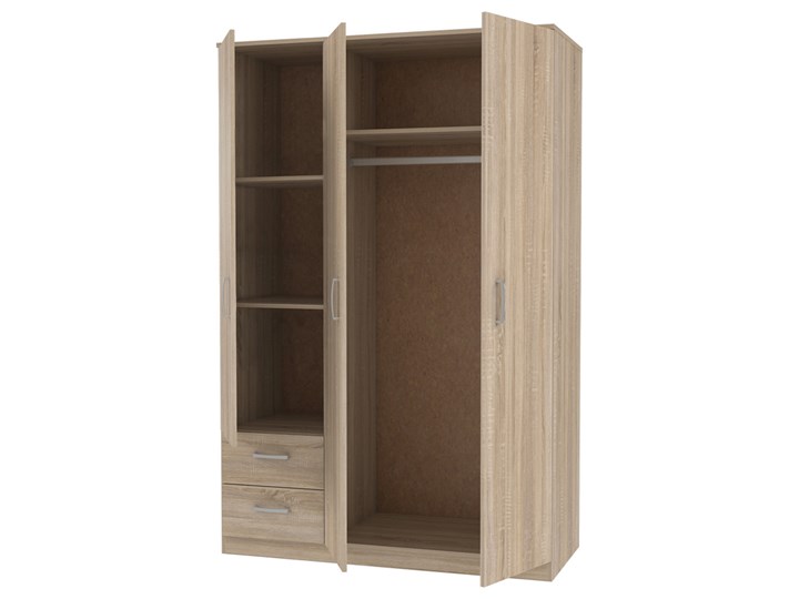 SELSEY Szafa trzydrzwiowa Mercurum z dwiema szufladami Szerokość 122 cm Głębokość 53 cm Płyta MDF Wysokość 185 cm Typ Gotowa