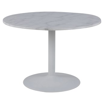 SELSEY Stół okrągły Fliese średnica 110 cm biały marmur na białej podstawie