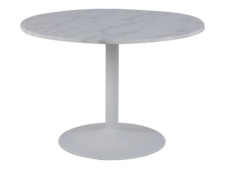 SELSEY Stół okrągły Fliese średnica 110 cm biały marmur na białej podstawie Wysokość 75 cm Metal Kolor Szary Rozkładanie