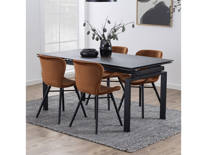 SELSEY Stół rozkładany Ediazo 160-240x85 cm czarny Długość 240 cm Szerokość 160 cm Metal Ceramika Drewno Długość 160 cm Wysokość 76 cm Szkło Styl Nowoczesny