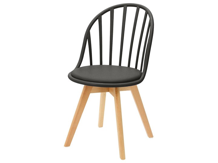 SELSEY Krzesło Taddeus czarne z siedziskiem z ekoskóry na drewnianych nogach Szerokość 58 cm Tworzywo sztuczne Skóra ekologiczna Tradycyjne Wysokość 84 cm Głębokość 57 cm Drewno Pomieszczenie Jadalnia