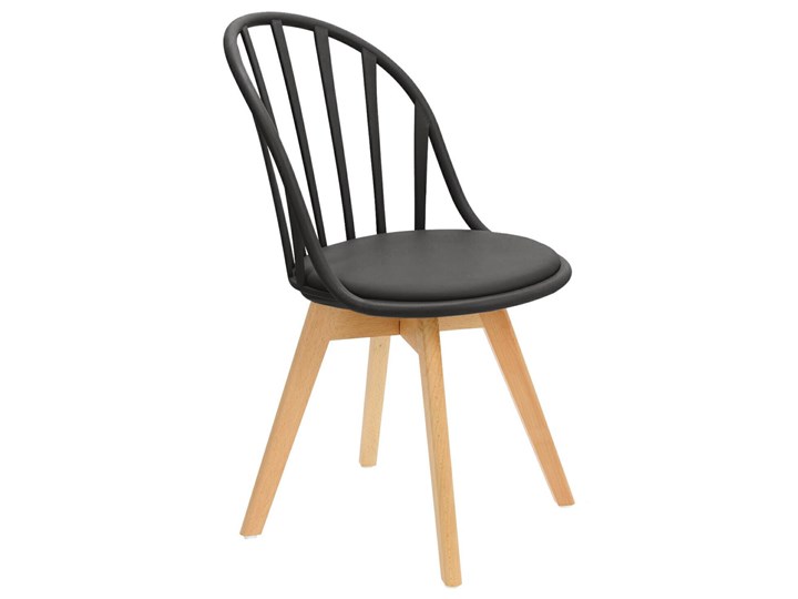 SELSEY Krzesło Taddeus czarne z siedziskiem z ekoskóry na drewnianych nogach Skóra ekologiczna Tradycyjne Styl Nowoczesny Głębokość 57 cm Szerokość 58 cm Tworzywo sztuczne Drewno Wysokość 84 cm Pomieszczenie Jadalnia