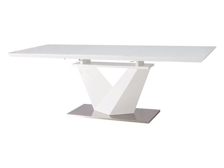 SELSEY Stół rozkładany Aramoko III 160-220x90 cm biały Płyta MDF Długość 160 cm Wysokość 75 cm Długość 220 cm Szerokość 160 cm Szkło Stal Styl Awangardowy