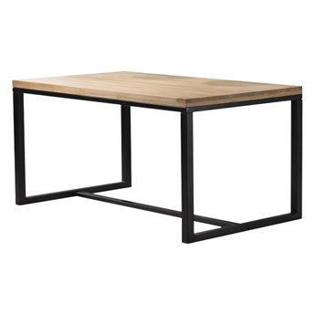 SELSEY Stół Pazmer 150x90 cm z litego drewna z czarną podstawą z poziomym wzmocnieniem