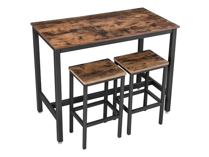 SELSEY Stolik barowy Ramizu z dwoma stołkami Styl Industrialny Szerokość 40 cm Stal Długość 120 cm Styl Nowoczesny