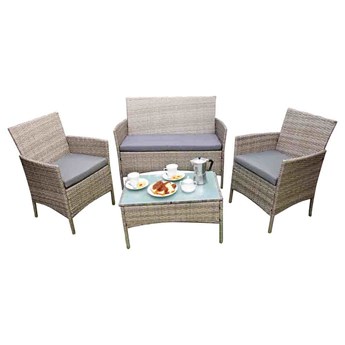 SELSEY Zestaw mebli ogrodowych Bosti sofa z dwoma fotelami i stolikiem szary