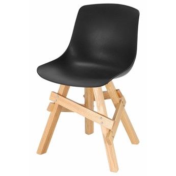SELSEY Krzesło Cedrik czarne na dębowych nogach