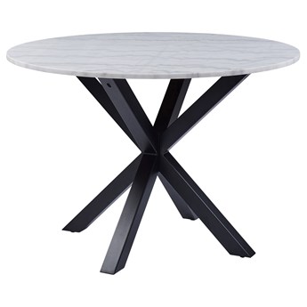 SELSEY Stół do jadalni okrągły Kardema średnica 110 cm biały marmur na czarnych nogach