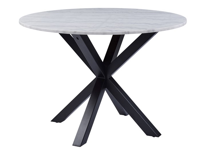 SELSEY Stół do jadalni okrągły Kardema średnica 110 cm biały marmur na czarnych nogach Wysokość 76 cm Metal Kategoria Stoły kuchenne
