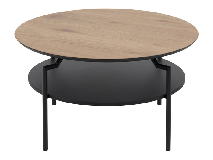 SELSEY Stolik kawowy okrągły Cernik o średnicy 80 cm dąb Płyta MDF Wysokość 45 cm Metal Styl Industrialny