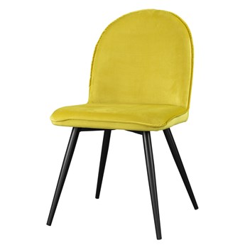 SELSEY Krzesło tapicerowane Tony żółte na czarnych nogach ze stali