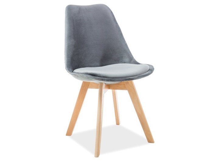 SELSEY Krzesło tapicerowane Lucilin szare - buk velvet Welur Tkanina Kategoria Krzesła kuchenne Drewno Kolor Szary