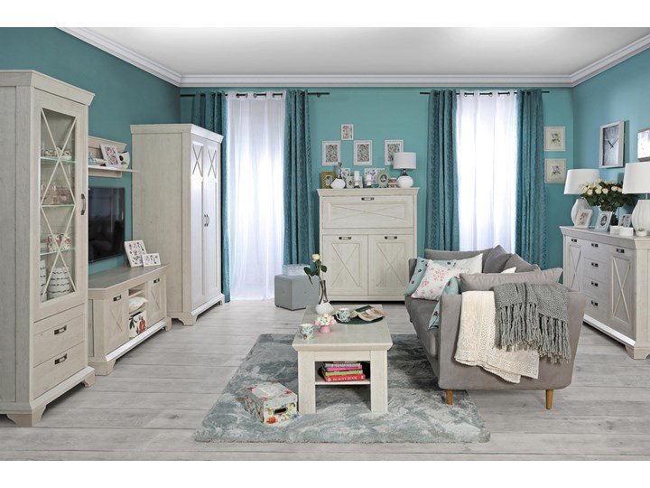 SELSEY Szafa dwudrzwiowa Xisto Płyta laminowana Metal Płyta MDF Rodzaj frontów Bielone