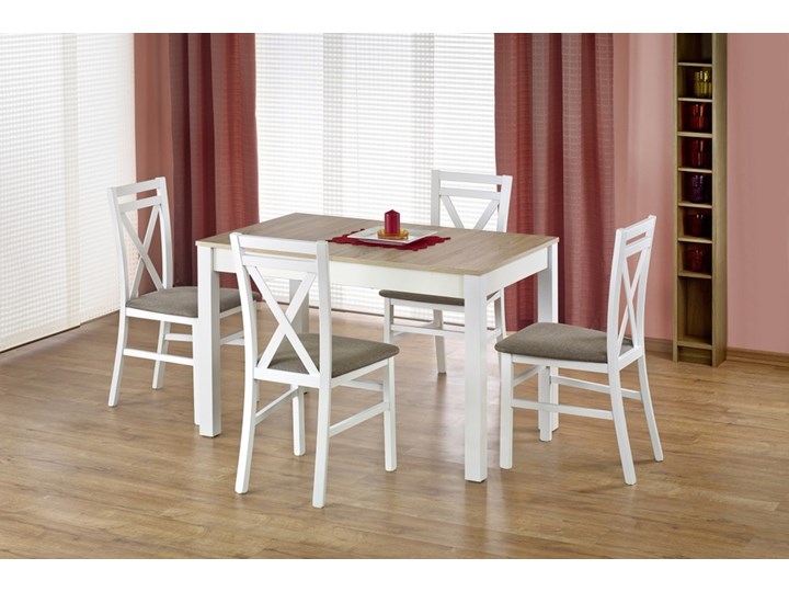 SELSEY Stół rozkładany Veiga 118-158x75 cm biały-dąb sonoma Długość 158 cm Styl Skandynawski Płyta MDF Drewno Wysokość 76 cm Styl Nowoczesny
