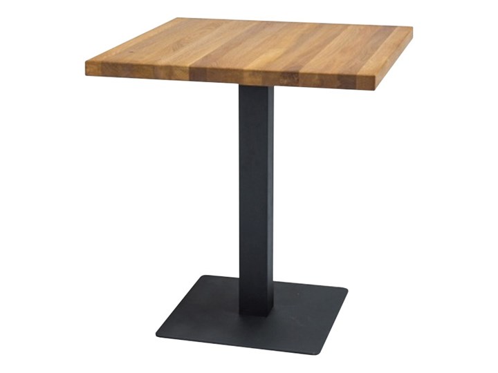 SELSEY Stół Divock 70x70 cm z litego drewna dębowego Rozkładanie Drewno Wysokość 76 cm Metal Styl Industrialny