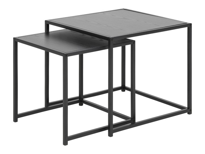 SELSEY Zestaw dwóch stolików kawowych Krapina 50x50 cm i 45x45 cm szare Metal Zestaw stolików Styl Industrialny Płyta MDF Kolor Czarny