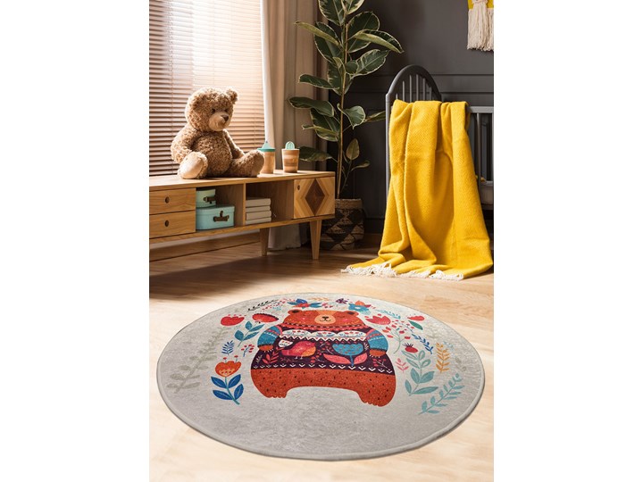 SELSEY Dywan do pokoju dziecięcego Dinkley Niedźwiadek średnica 140 cm 140x140 cm Welur Dywany Okrągły Pomieszczenie Pokój przedszkolaka