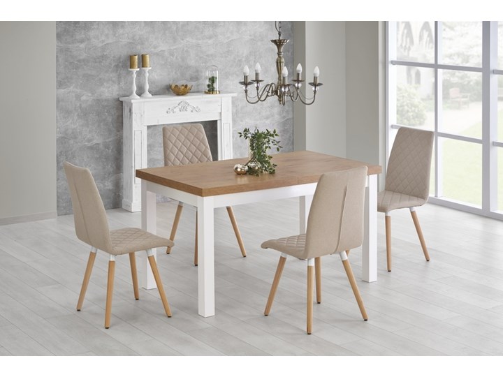 SELSEY Stół rozkładany Lorez 140-220x80 cm biały-dąb lancelot Drewno Płyta MDF Wysokość 76 cm Długość 144 cm Pomieszczenie Stoły do jadalni Długość 220 cm Długość 140 cm Styl Nowoczesny