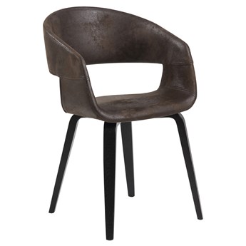 SELSEY Krzesło tapicerowane Drokan brązowe vintage na czarnej podstawie