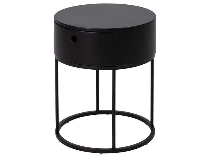 SELSEY Szafka nocna z szufladą Poerava okrągła czarna Wysokość 51 cm Szerokość 40 cm Głębokość 40 cm Płyta laminowana Metal Uniwersalne Nocne Styl Nowoczesny Kolor Czarny