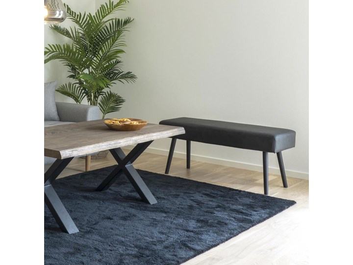 SELSEY Ławka tapicerowana Belicer 100x35 cm czarny velvet na czarnych nogach Pikowana Pomieszczenie Przedpokój