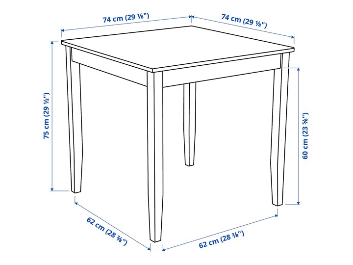 IKEA LERHAMN Stół i 2 krzesła, bejca jasna patyna biała bejca/Vittaryd beżowy, 74x74 cm Pomieszczenie Jadalnia Kolor Biały