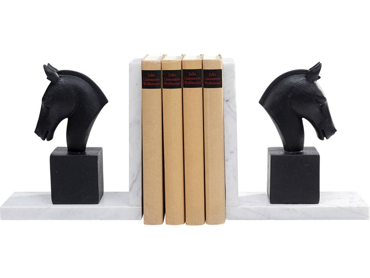 Podpórki na książki Horse 36x21 cm czarno-białe Kolor Biały Pomieszczenie Salon