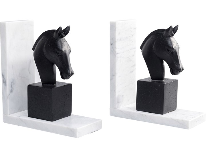 Podpórki na książki Horse 36x21 cm czarno-białe Kolor Biały Pomieszczenie Salon