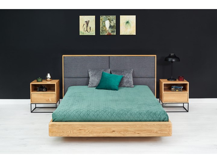 Łóżko lewitujące Dome Dąb 200x220 cm Drewno Łóżko tapicerowane Styl Nowoczesny
