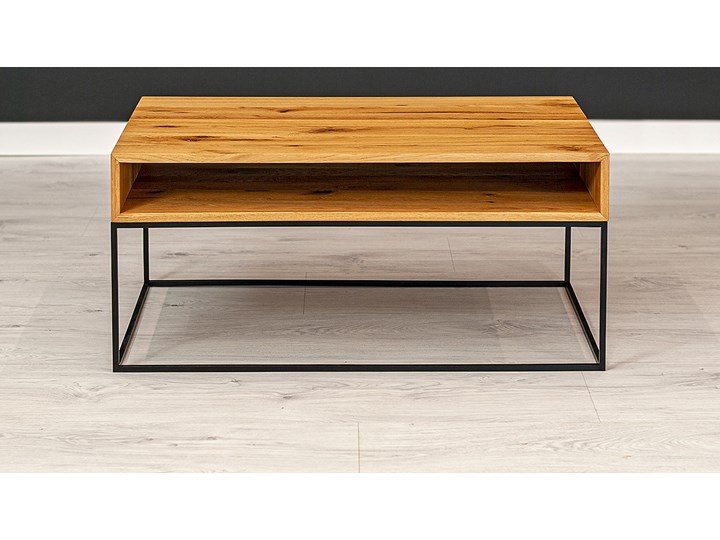 Ława industrialna Loom Dąb 100 x 60 cm Drewno Stal Funkcje Z półkami