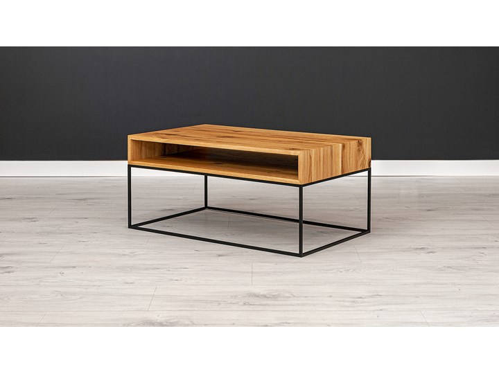 Ława industrialna Loom Dąb 100 x 60 cm Drewno Stal Funkcje Z półkami