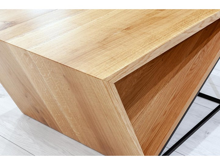 Ława Void z litego drewna Dąb 100 x 60 cm Metal Styl Minimalistyczny Drewno Styl Industrialny