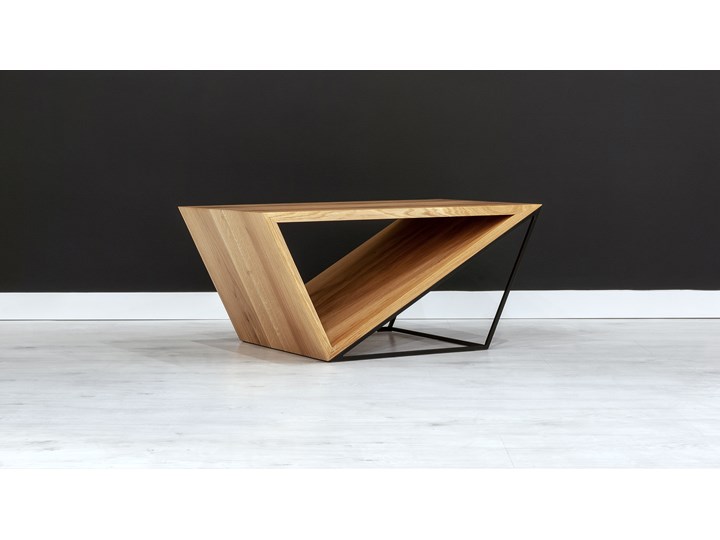 Ława Void z litego drewna Dąb 100 x 60 cm Drewno Metal Styl Industrialny