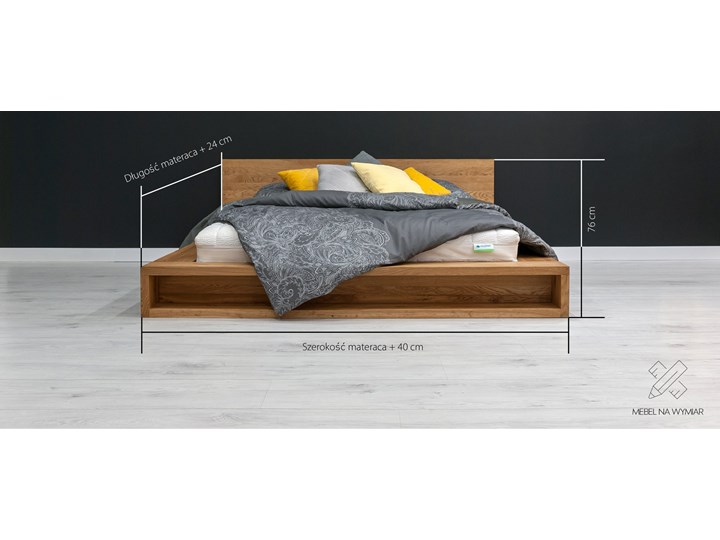 Łóżko Command z litego drewna Dąb 140x200 cm Łóżko drewniane Drewno Styl Nowoczesny